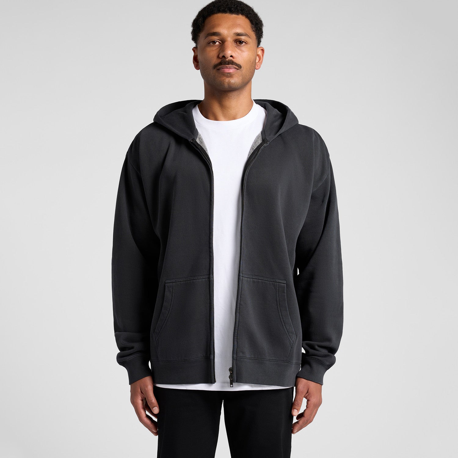 Relax Faded Zip Hood - Faded Black