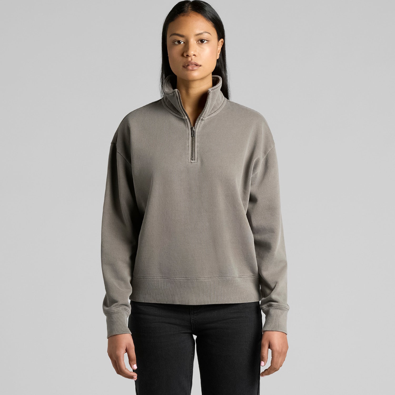 Wo's Relax Faded Half Zip - Faded Black